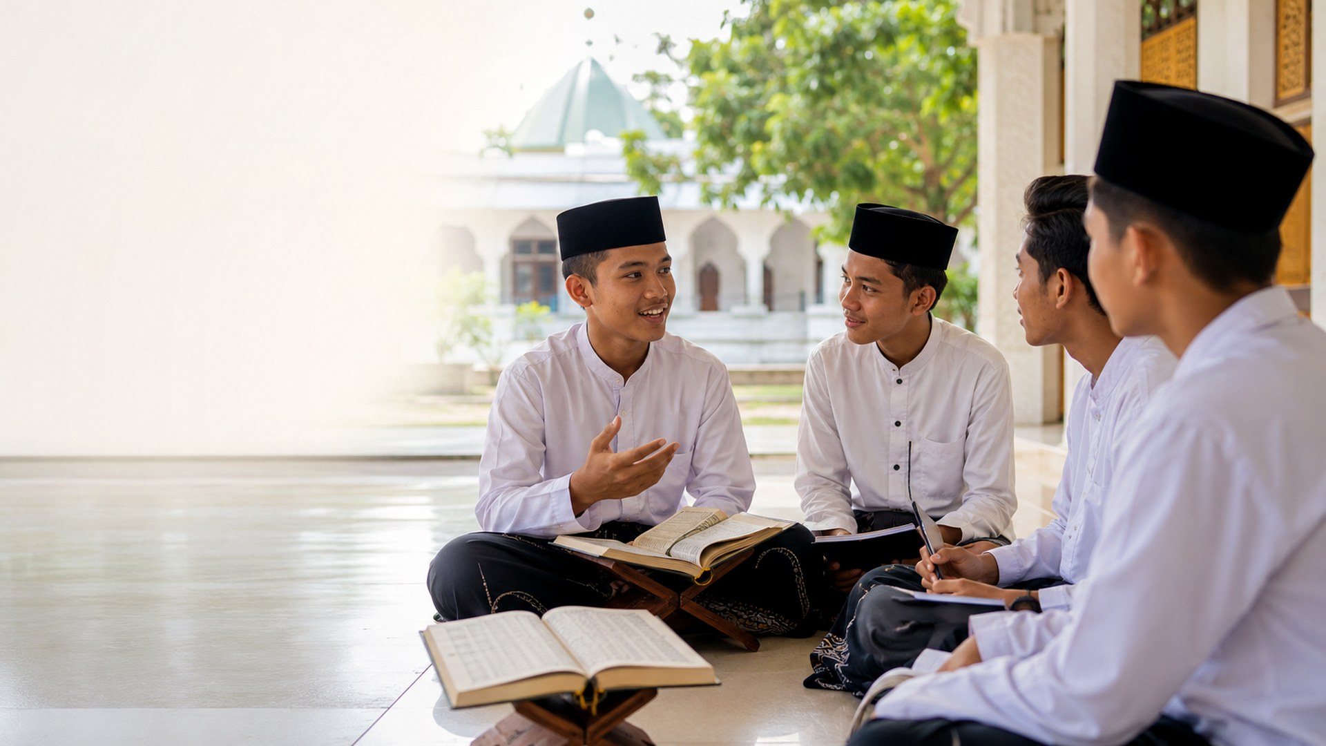 Guru mengajar santri di kelas