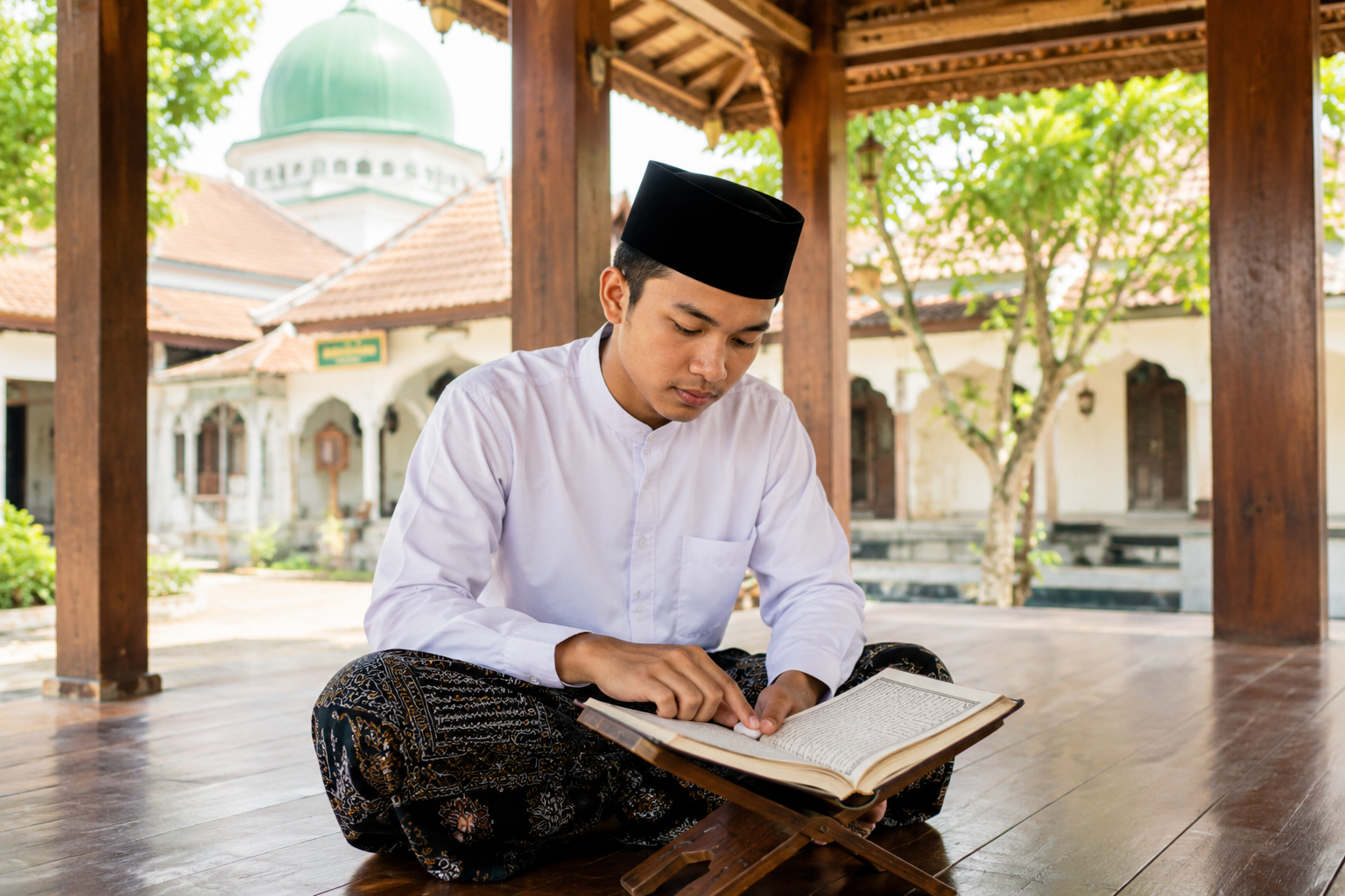 Santri membaca kitab kuning